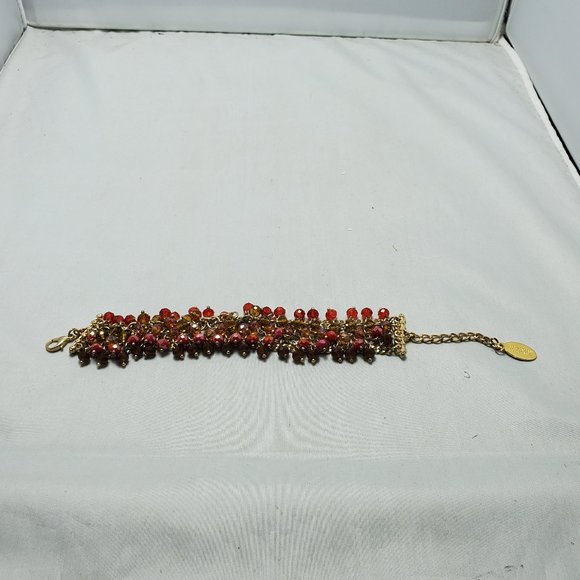 Ali Khan beaded bracelet with gold links. color topaz garnet ruby beads - Picture 5 of 6